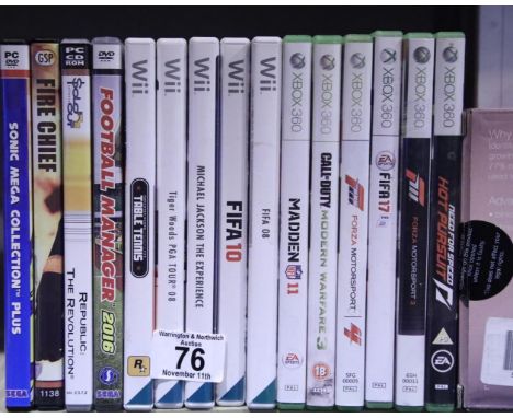 Sixteen mixed games for Wii (inc Michael Jackson the experience); Xbox (inc Call of Duty Modern Warfare 3) &amp; PC (inc Soni