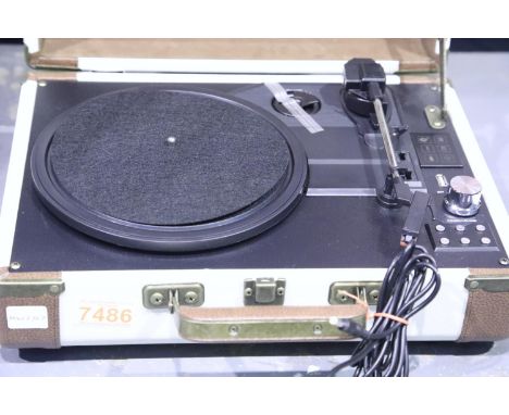 GPO Ambassador Briefcase 3 speed record player USB recorder; built in twin stereo speakers; Bluetooth transmitter; built in r