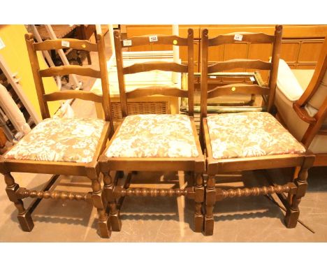 Three ladder back dining chairs. Not available for in-house P&amp;P 