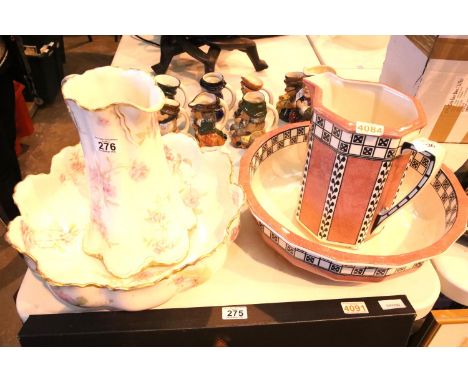 Two ceramic jugs and large wash bowls. Not available for in-house P&P.Condition Report: All items A/F. 