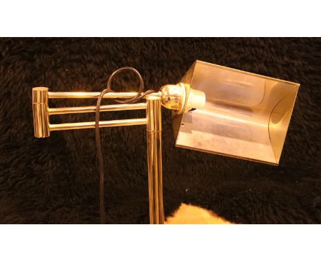 Gold coloured articulated floor reading lamp, 1.25m tall. Not available for in-house P&PCondition Report: All electrical item
