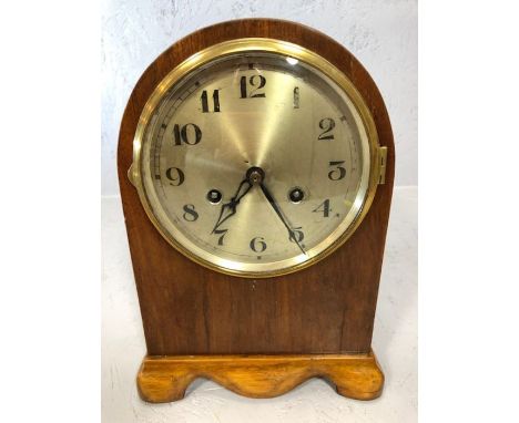 Unmarked eight day mantel clock (probably German), gongs on the hour, serviced 2020