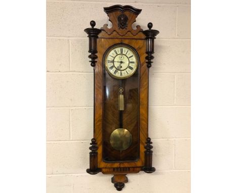 Weight-driven Vienna clock, German origin, c.1890, timepiece only, good working order