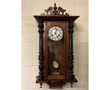 Spring-driven Vienna clock, German-made c.1900, gongs on the hour and half hour, good working order, currently set up and run