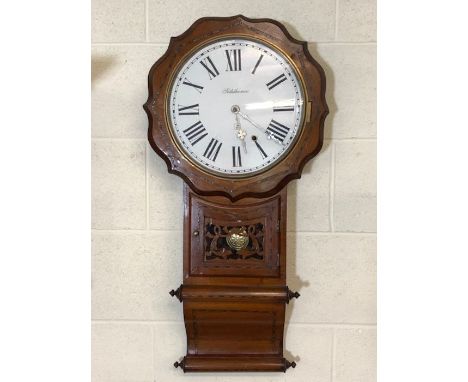 American wall clock, not a Seth Thomas as the face has been replaced, the rest original, time piece only, no gongs or noise