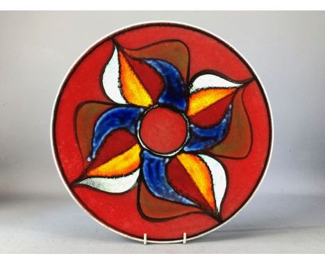 Poole Pottery Delphis plate approx 35cm in diameter, stamped and signed to base
