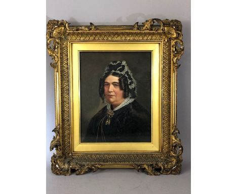 Oil on board, portrait of a lady, English school, approx 24cm x 19cm
