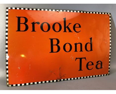 Vintage enamel advertising sign: Brook Bond Tea, approx 75cm x 50cm