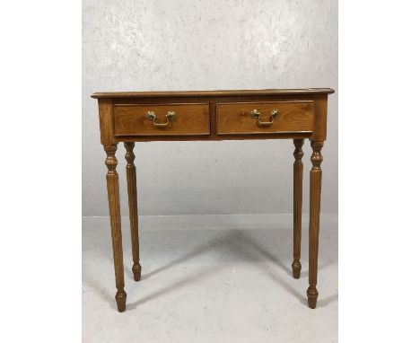 Modern console table with two drawers, approx 77cm x 29cm x 77cm tall