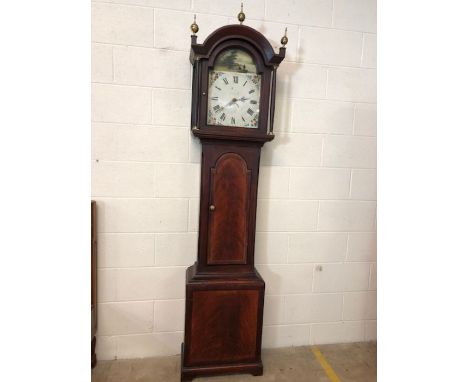 30 hour chain-driven longcase clock by William Davey of West Street, Tavistock, Devon,1856.  Dial depicting river fishing sce