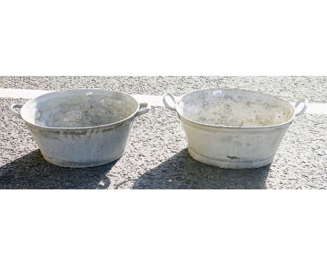 Two vintage small galvanised wash tubs, 57cm long