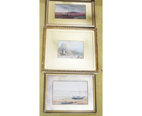Collection of seven 19th and early 20th century watercolours being either landscapes or of sailing boats, some signed and all