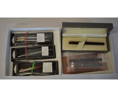 Selection of vintage fountain/roller pens/pencils including Waterman, Scheaffer, Pierre Faber, Messenger, Parker