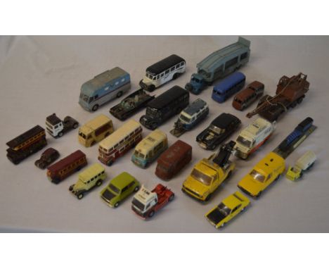 Quantity of die cast model cars including Dinky and Corgi, Batmobile, Mr Bean mini etc in playworn condition 