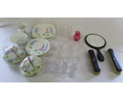 Various glass ware, dressing table set & part tea service