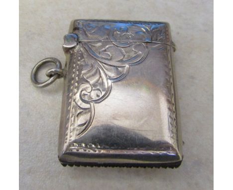 Silver vesta case Birmingham 1911 maker William Hair Haseler weight 0.58 ozt