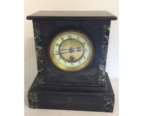 Victorian slate & marble mantel clock