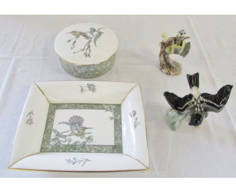 Wedgwood 'humming birds' dish and trinket box & Goebel birds CV62 and CV 64