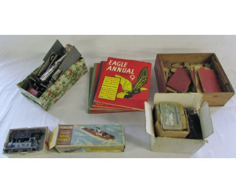 Various items inc Frog Interceptor model plane (af), Eagle annuals, Penguin naval pinnace etc