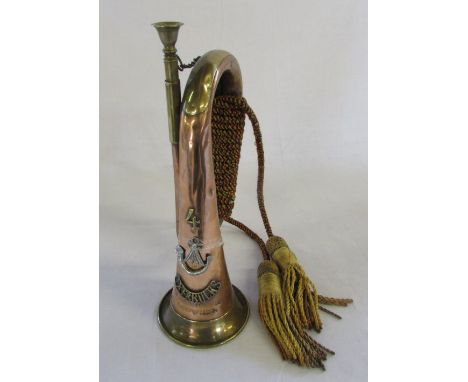 WWI Oxf & Bucks bugle - 151081 Bugler F N Mead, Compton Ltd 1916, stamped with Flers,Somme, Brie & Passchendaele
