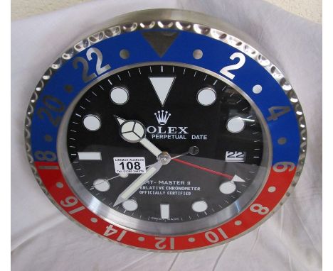 Rolex advertising clock with sweeping second hand