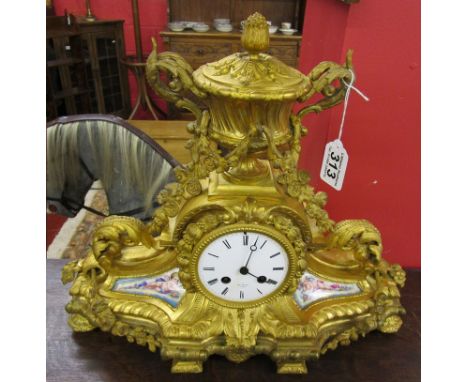 French gilt mantle clock