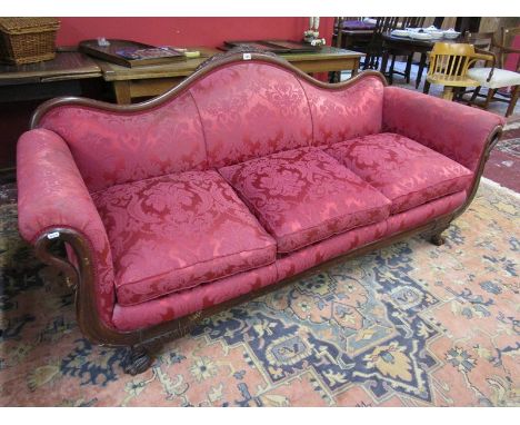 Well shaped antique mahogany framed sofa