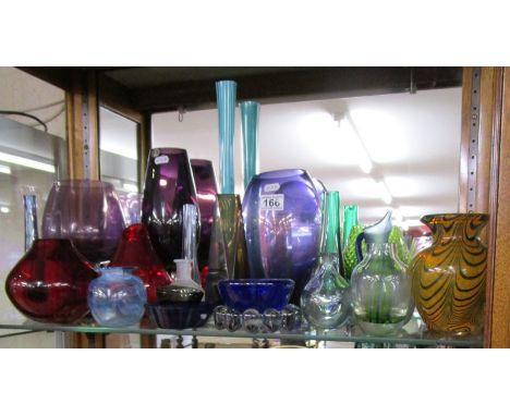 Shelf of Art glass to include Swedish examples