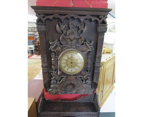 Carved oak clock panel