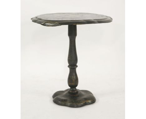 A Victorian papier mâché mother of pearl inlaid snap top table, 69cm wide