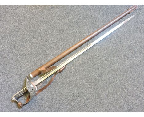 An Elizabeth II officer's sword, by Wilkinson Sword Ltd, numbered 96594, in a leather scabbard