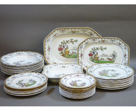 A quantity of Spode 'Chelsea' pattern dinnerware, comprising large and medium meat plates, nine dinner plates, eleven side pl