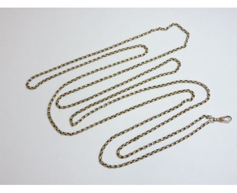 A gold reeded belcher chain, tested as approximately 9ct gold, 27.5g approximately