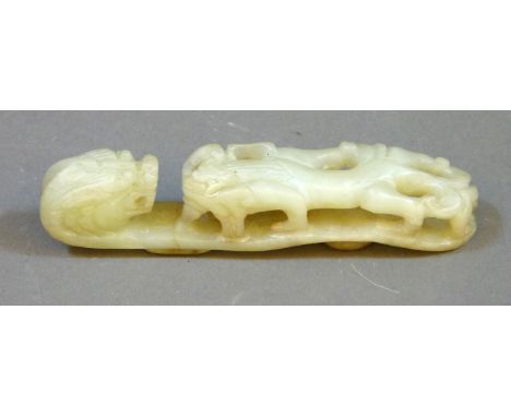 A Chinese jade belt hook, 12cm long