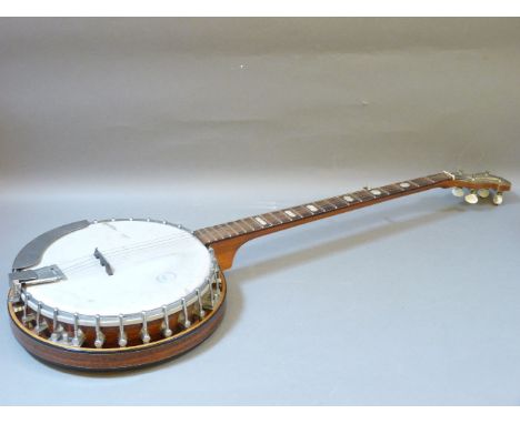 A KB54 Banjo, the fret board inlaid with mother of pearl, 97.5cm long