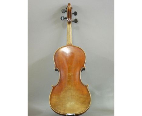 A violin, circa 1880, probably a French copy of a Stradivari, marked inside 'Antonius Stradivarius, Cremona, AS', 13 7/8in, o