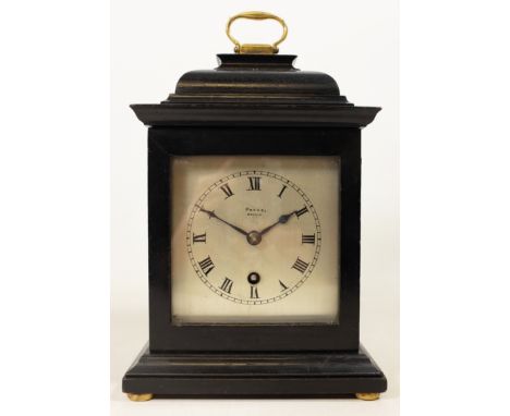 Early 20th century George II style ebonised bracket clock, square silvered dial signed 'Payne Bromley', single train 'Astral'