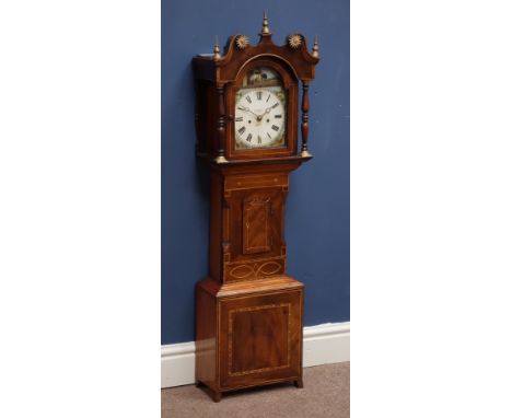 Miniature Victorian apprentice/travelling salesman's figured mahogany grandfather clock of small and neat proportions, eight 