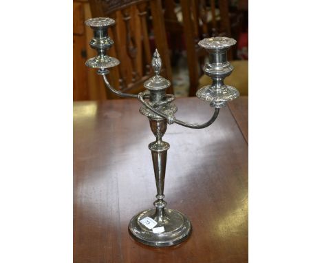 A large candelabrum, the base and candlestick silver, branch silver plate