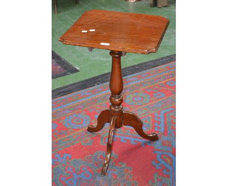 A 19th century mahogany side table, cannon barrel support, tripod legs. 69cm high x 43cm