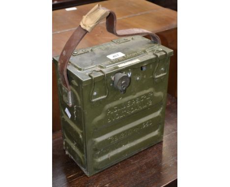 A Military Army 6V 40AH MK2 field battery P&G & E.P.S.Co Ltd ZB 12717 bearing broad arrow mark 1953.