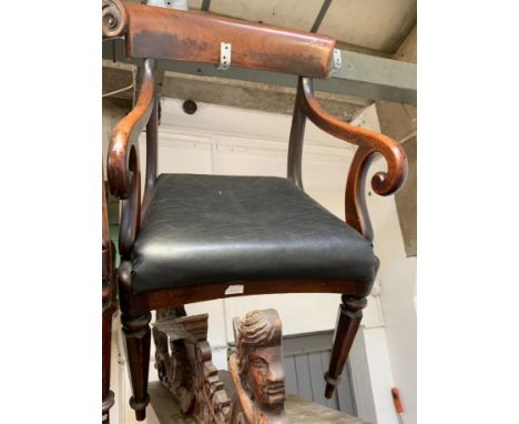 A William IV mahogany open armchair with padded seat. From the estate of Ashley Barker OBE who was born in Hertfordshire in 1