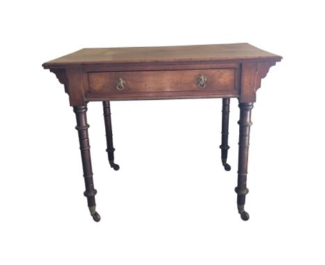 A Victorian late Gothic side table with single drawer 91.5cm.From the estate of Ashley Barker OBE who was born in Hertfordshi