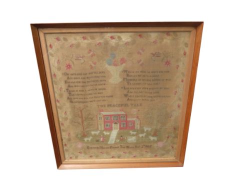 A William IV period sampler 'The Peaceful Vale', worked by Elizabeth Naylor, dated September 2nd 1835, incorporating text and