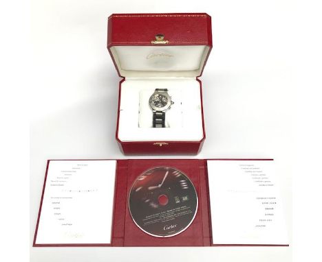 A Cartier gentleman's 2424 Chronoscaph wristwatch with stainless steel and rubber strap and stainless steel Cartier deploymen