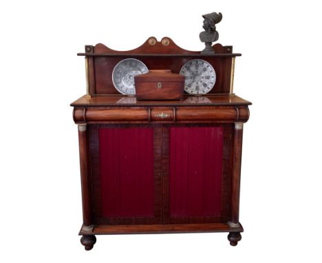A Regency mahogany chiffonier, width 107cm. From the estate of Ashley Barker OBE who was born in Hertfordshire in 1927.Being 