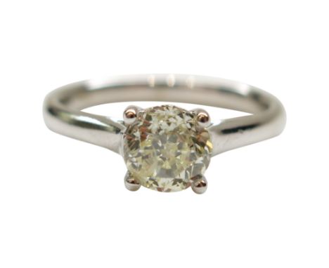 A solitaire diamond ring, the stone of 1ct of good clarity set in 18ct white gold.