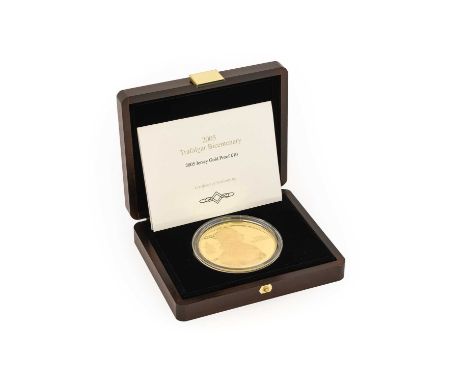 Jersey, Gold Proof £10 (5oz) 2005 (.999 gold, 65mm, 5oz), 'Trafalgar Bicentenary', obv. Rank-Broadley portrait of the Queen, 