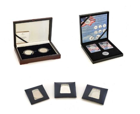 USA Assorted Silver Coinage, comprising: 1921D silver 'Morgan' dollar, GEF and 1921 silver 'Peace' dollar, VF, both encapsula