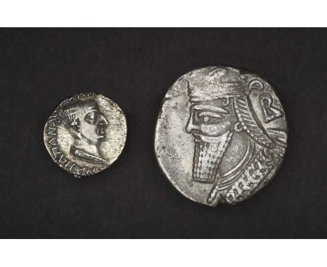 Parthia, Vologases IV (King of the Parthian Empire147-191AD), silver tetradrachm, (26mm 12.49g); obv. cuirassed bust with lon